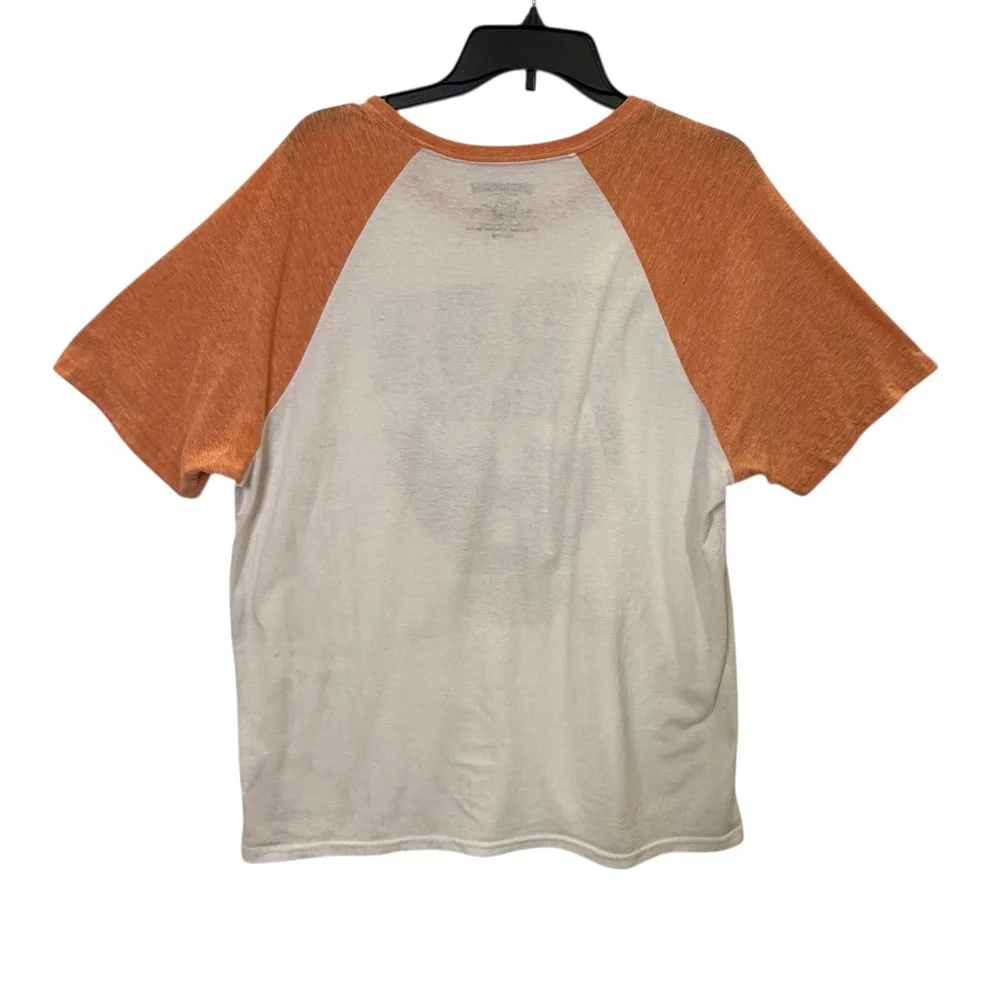 True Religion World Tour Orange and Tan Raglan Tee XXL